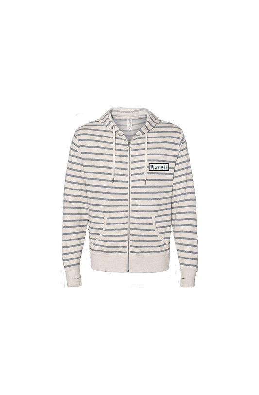 Oatmeal Stripe Zip Hoodie